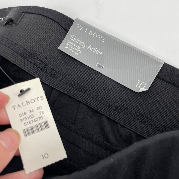 NWT Talbots Skinny Ankle Black Pull On Elastic Waist Career Pants Womens Size 10 - Picture 4 of 8